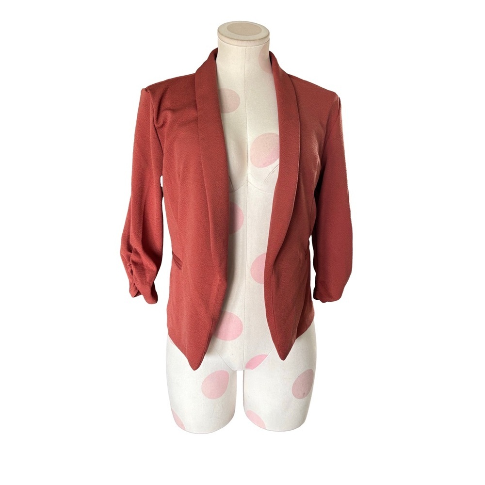 Boho Minimalist Earthy Chic – Maurice’s Rust Open Front Blazer – M - Picture 3 of 9